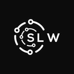 Obraz na płótnie Canvas SLW technology letter logo design on black background. SLW creative initials technology letter logo concept. SLW technology letter design.