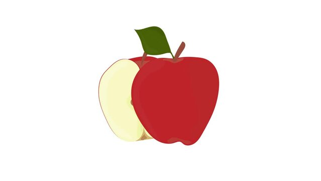 red apple in cut vector illustration isolated on white background