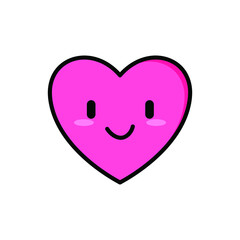 Pink heart vector isolated on white background. Heart icon in a flat design. Doodle heart.