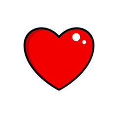 Red heart vector isolated on white background. Heart icon in a flat design. Doodle heart.