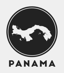 Panama icon. Round logo with country map and title. Stylish Panama badge with map. Vector illustration.