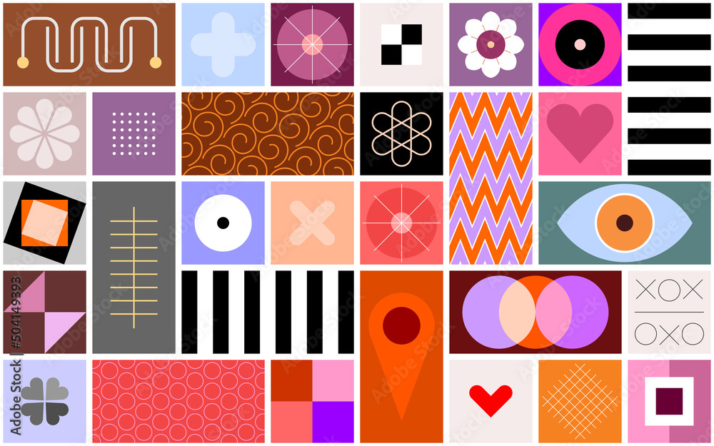 Wall mural abstract geometric background. abstract design with different coloured geometric shapes. layered vec