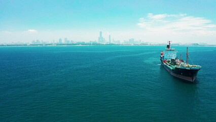 Aerial view of kaohsiung city harbor and coastline beach