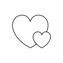 Heart outline vector isolated on white background. Heart icon in a flat design. Doodle hearts.