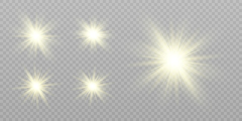 Glowing yellow light effect for backlight. Solar glow, star, flash. Vector illustration