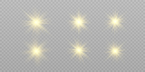 Glowing yellow light effect for backlight. Solar glow, star, flash. Vector illustration