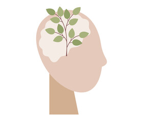 Mind growth icon. Metaphor for growth of personality as plant. Self-improvement, self-development. Vector flat illustration