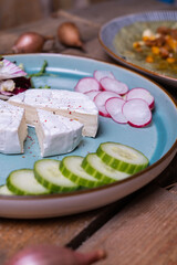 veggetables plate with tortila chicken 