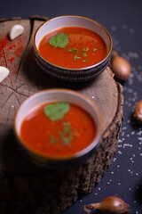 goulash soup with garlic, wood and pepper 