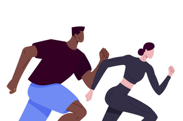 running jogging girl and boy sport healthy lifestyle isolated vector 