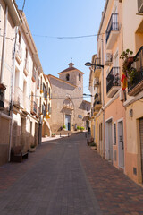Fototapeta na wymiar Busot Spain narrow streets in historic village tourist attraction near El Campello and Alicante