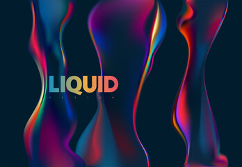 Abstract liquid holographic shape. Colorful fluid design elements.