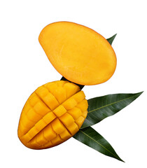 Beautiful delicious mango isolated on white table background.