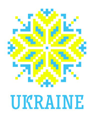 vector ethnic folk ukrainian minimalistic pattern in yellow-blue colors of the flag of Ukraine isolated on a white background. text 