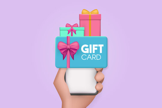 Online gift fard purchase 3d vector concept.