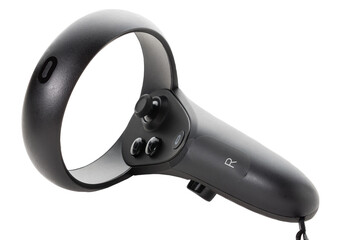 Close-up of the joystick from the virtual reality glasses isolated on a white background. The right controller from the VR helmet kit.