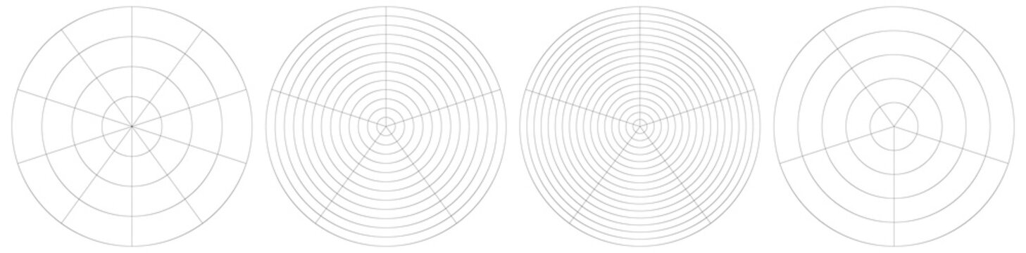 Polar, circular grid, mesh. Pie chart, graph element