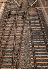 Fototapeta na wymiar Aerial view of railroad tracks of train