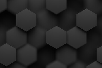 Grey hexagon background, 3d rendering geometric pattern wallpaper selective focus