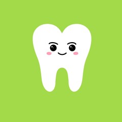 Kawaii. Cute smiling smiley tooth.
