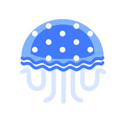 かわいい青いクラゲのイラスト