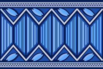 The fabric pattern in blue tones has a tribal look that is a simple design that is easy on the eyes. by cutting down the details into large channels used in the textile industry and various fabric wor