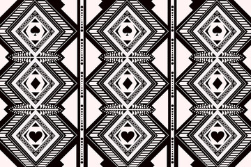 Digitally designed fabric pattern in black and white tones. using geometry and natural shapes together Used in the weaving industry, clothing, vertically patterned curtains leading upwards.