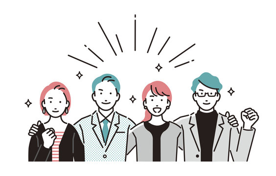 肩を組むビジネスパーソン