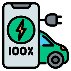 electric car software Color line icon