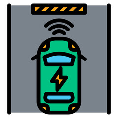 electric vehicle auto break sensor Color line icon