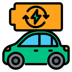 electric vehicle Color line icon
