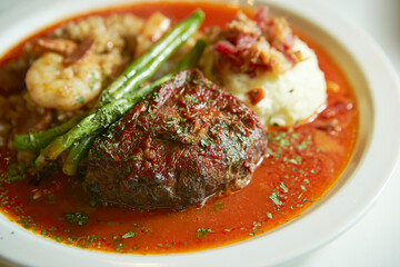 Hamburger Steak, Vegetables and Sauce