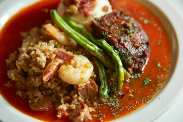 Hamburger Steak, Vegetables and Sauce