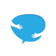 Speech bubble icon with hugs illustration