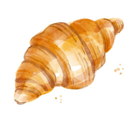 Watercolor croissant. Hand-drawn illustration isolated on the white background.