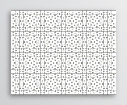Large puzzle cutting template. Big jigsaw outline grid. Scheme of thinking game. Modern background with 500 shapes. Simple frame tiles with mosaic details. C. Vector illustration.