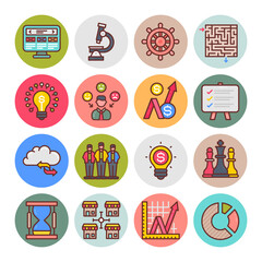 Startup Flat Round Icons - Vectors
