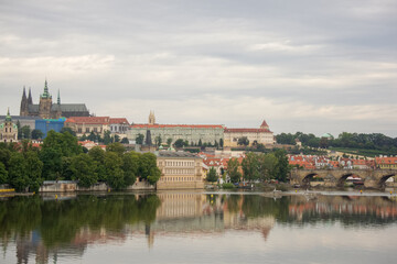 Fototapeta na wymiar View of the old town of Prague over Vltava river, Czech Republic
