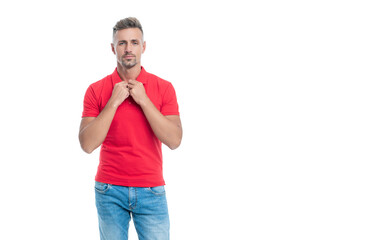 Fototapeta premium handsome man with grizzled hair in shirt isolated on white background