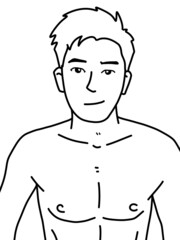 black and white of cute man cartoon for coloring