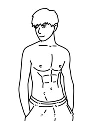 Fototapeta premium black and white of cute man cartoon for coloring