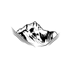 Mount Everest, Isolated on a white background. A peak of Jomolungma in the Himalayas. vector flat illustration.