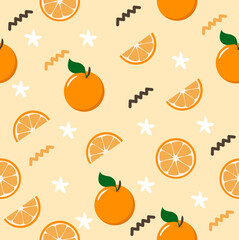 Citrus slice  oranges fruit background  Seamless pattern
