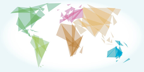 Abstract world map with geometric shapes. Vector illustration.