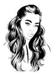 Beautiful woman with wavy hairstyle