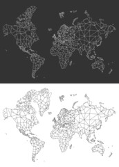 Vector Polygonal World Map Contour in different color schemes (Greenland could be hidden - see top and bottom)	