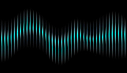 Neon movement of musical sound wave on black background