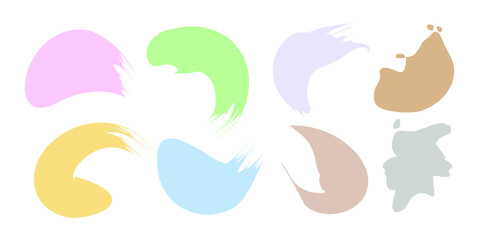 Obraz premium Color spots drawn by hand with a brush stroke. A collection of doodle lines, a hand-drawn template.Vector set isolated on a white background. Stroke lines with a black felt-tip pen and a grunge brush