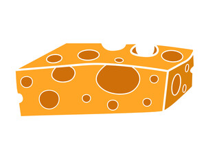 Piece of yellow cheese in isolate on white background Vector illustration.