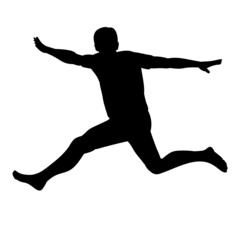Fototapeta na wymiar man jumping silhouette, on white background, isolated